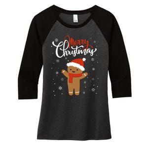 Merry Christmas Gingerbread Xmas Christmas Cookie Bakers Women's Tri-Blend 3/4-Sleeve Raglan Shirt