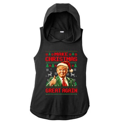 Make Christmas Great Again Pajamas Xmas Trump Santa Ugly Ladies PosiCharge Tri-Blend Wicking Draft Hoodie Tank