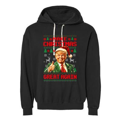 Make Christmas Great Again Pajamas Xmas Trump Santa Ugly Garment-Dyed Fleece Hoodie