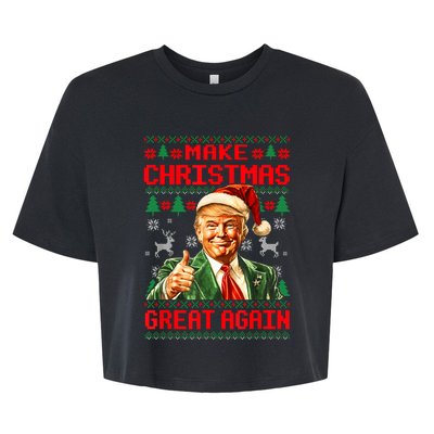 Make Christmas Great Again Pajamas Xmas Trump Santa Ugly Bella+Canvas Jersey Crop Tee