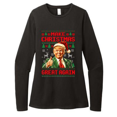 Make Christmas Great Again Pajamas Xmas Trump Santa Ugly Womens CVC Long Sleeve Shirt