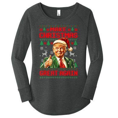 Make Christmas Great Again Pajamas Xmas Trump Santa Ugly Women's Perfect Tri Tunic Long Sleeve Shirt