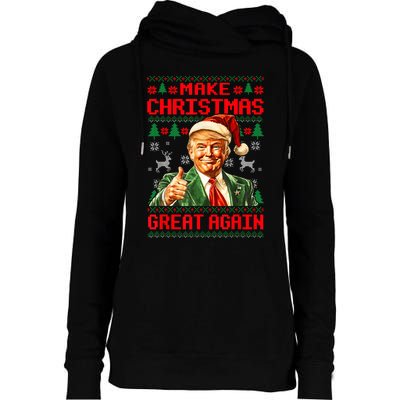 Make Christmas Great Again Pajamas Xmas Trump Santa Ugly Womens Funnel Neck Pullover Hood