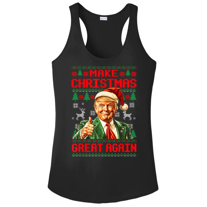 Make Christmas Great Again Pajamas Xmas Trump Santa Ugly Ladies PosiCharge Competitor Racerback Tank