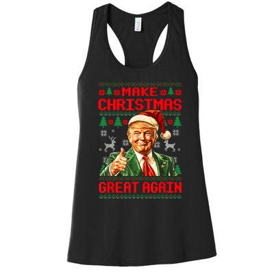 Make Christmas Great Again Pajamas Xmas Trump Santa Ugly Women's Racerback Tank