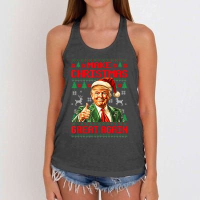 Make Christmas Great Again Pajamas Xmas Trump Santa Ugly Women's Knotted Racerback Tank