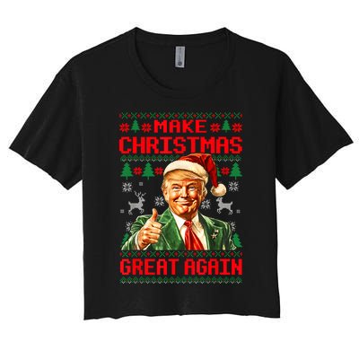 Make Christmas Great Again Pajamas Xmas Trump Santa Ugly Women's Crop Top Tee