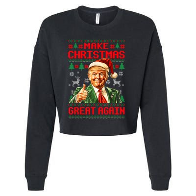 Make Christmas Great Again Pajamas Xmas Trump Santa Ugly Cropped Pullover Crew