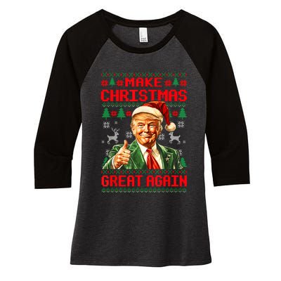 Make Christmas Great Again Pajamas Xmas Trump Santa Ugly Women's Tri-Blend 3/4-Sleeve Raglan Shirt