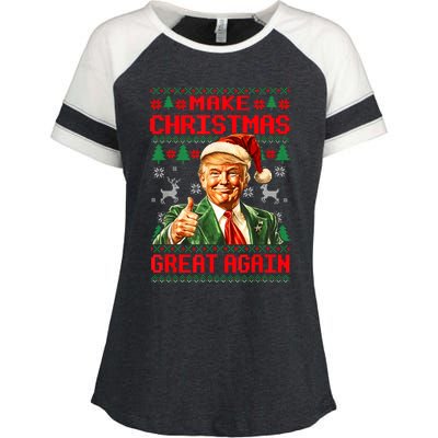 Make Christmas Great Again Pajamas Xmas Trump Santa Ugly Enza Ladies Jersey Colorblock Tee