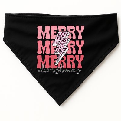 Merry Christmas Groovy Retro Lightning Bolt USA-Made Doggie Bandana