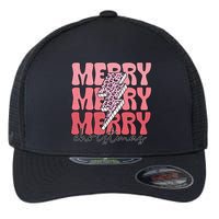 Merry Christmas Groovy Retro Lightning Bolt Flexfit Unipanel Trucker Cap