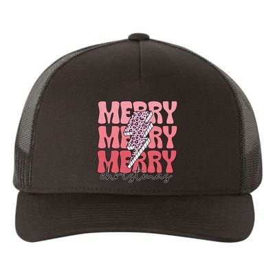 Merry Christmas Groovy Retro Lightning Bolt Yupoong Adult 5-Panel Trucker Hat