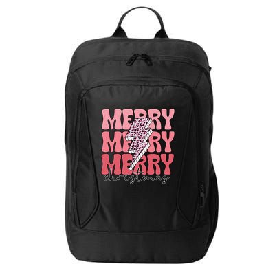 Merry Christmas Groovy Retro Lightning Bolt City Backpack