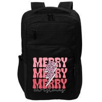 Merry Christmas Groovy Retro Lightning Bolt Impact Tech Backpack