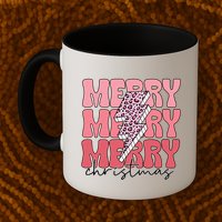 Merry Christmas Groovy Retro Lightning Bolt Mug