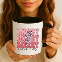 Merry Christmas Groovy Retro Lightning Bolt Mug