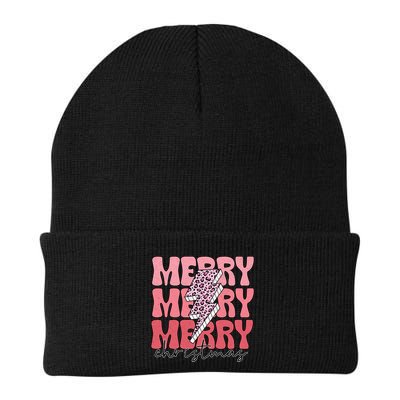 Merry Christmas Groovy Retro Lightning Bolt Beanie