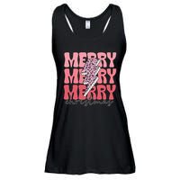 Merry Christmas Groovy Retro Lightning Bolt Ladies Essential Flowy Tank