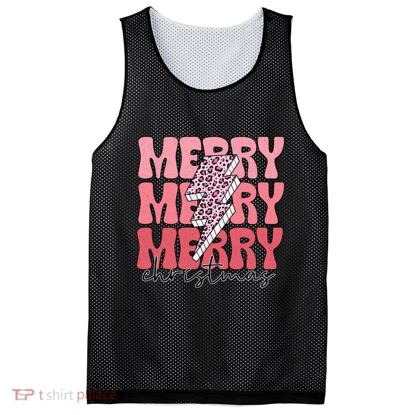 Merry Christmas Groovy Retro Lightning Bolt Mesh Reversible Basketball Jersey Tank