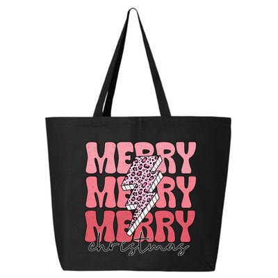 Merry Christmas Groovy Retro Lightning Bolt 25L Jumbo Tote