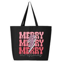 Merry Christmas Groovy Retro Lightning Bolt 25L Jumbo Tote