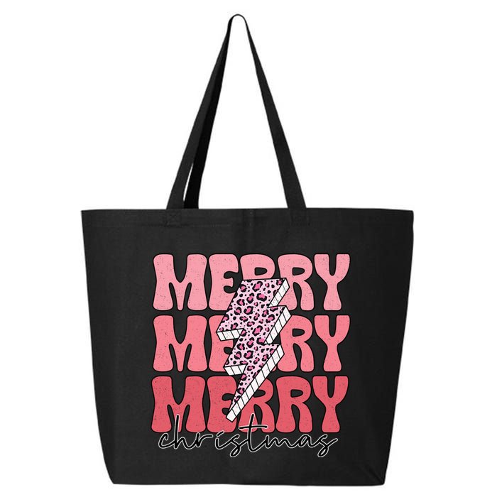 Merry Christmas Groovy Retro Lightning Bolt 25L Jumbo Tote