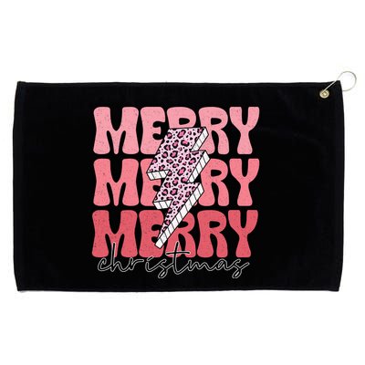 Merry Christmas Groovy Retro Lightning Bolt Grommeted Golf Towel