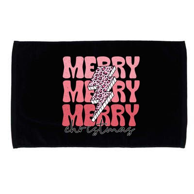 Merry Christmas Groovy Retro Lightning Bolt Microfiber Hand Towel