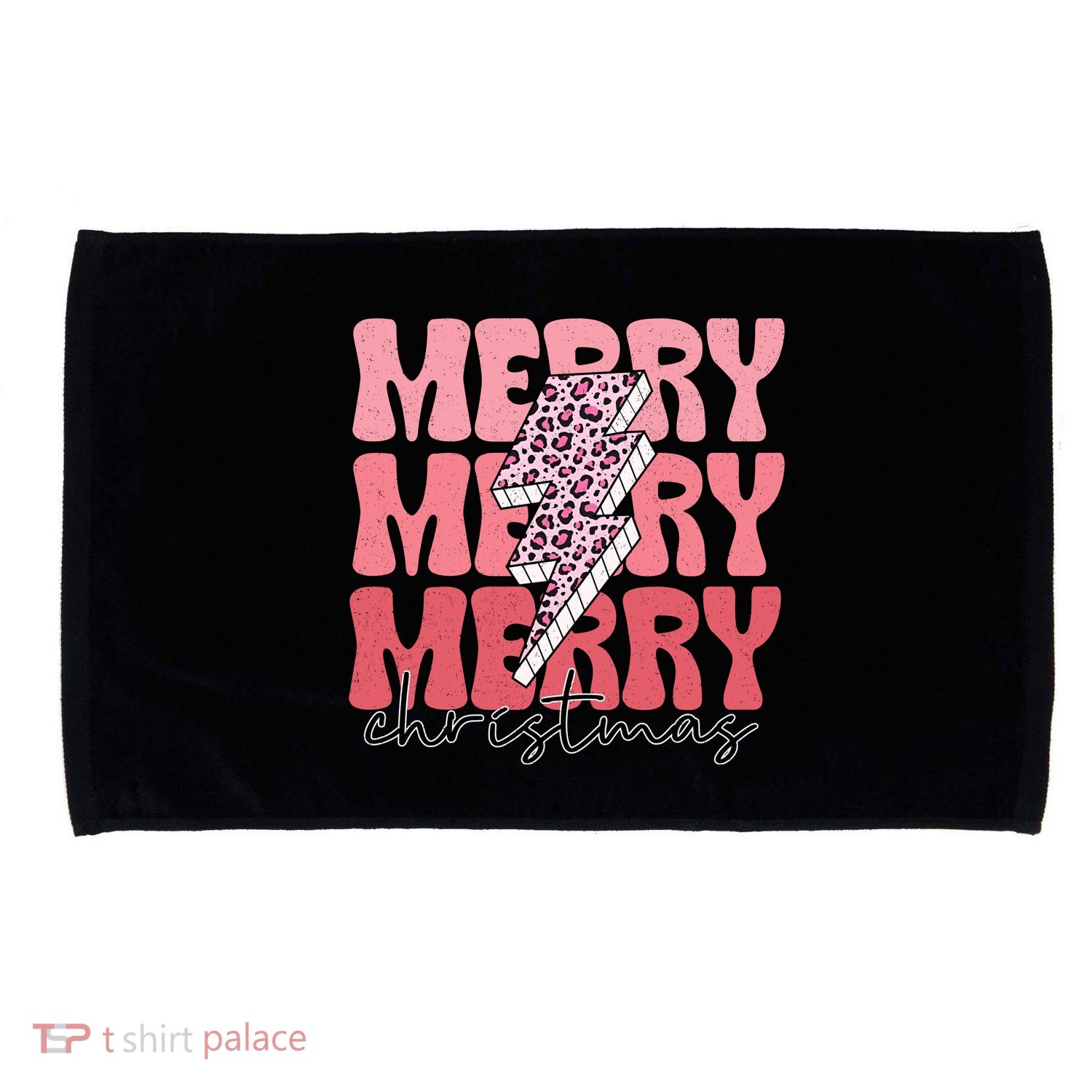 Merry Christmas Groovy Retro Lightning Bolt Microfiber Hand Towel