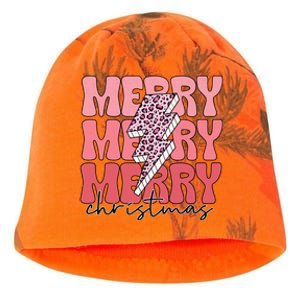 Merry Christmas Groovy Retro Lightning Bolt Kati - Camo Knit Beanie