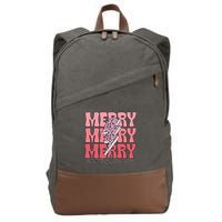 Merry Christmas Groovy Retro Lightning Bolt Cotton Canvas Backpack