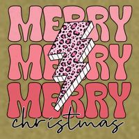 Merry Christmas Groovy Retro Lightning Bolt Garment-Dyed Women's Muscle Tee