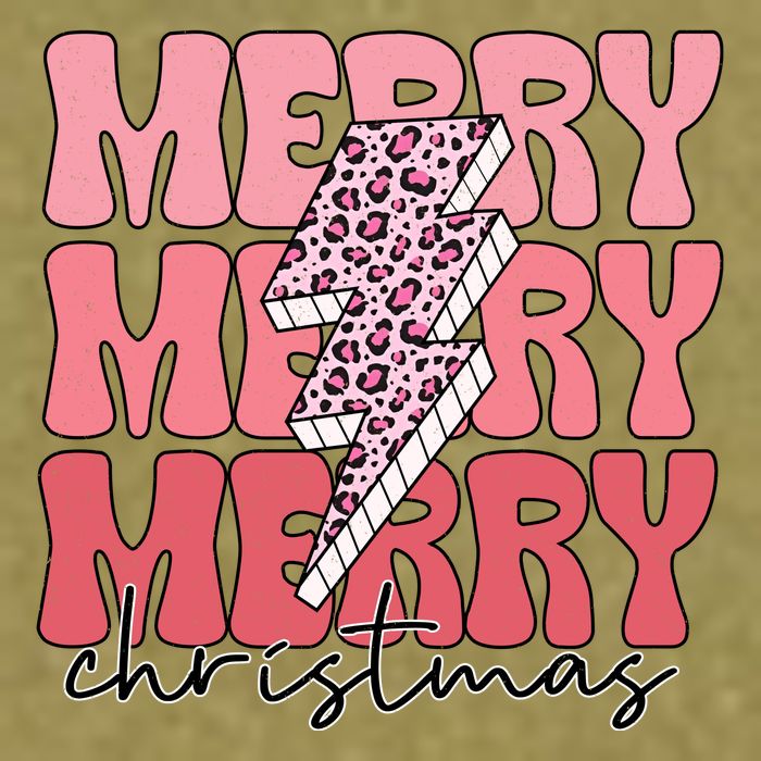 Merry Christmas Groovy Retro Lightning Bolt Garment-Dyed Women's Muscle Tee