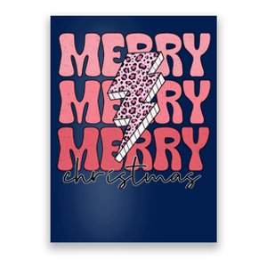 Merry Christmas Groovy Retro Lightning Bolt Poster