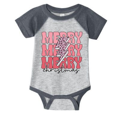 Merry Christmas Groovy Retro Lightning Bolt Infant Baby Jersey Bodysuit