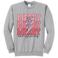 Merry Christmas Groovy Retro Lightning Bolt Sweatshirt