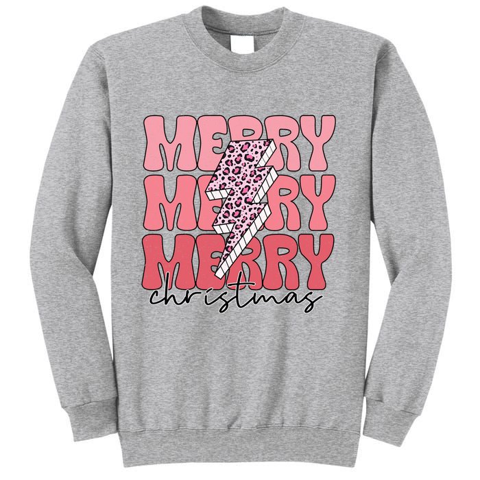 Merry Christmas Groovy Retro Lightning Bolt Sweatshirt