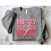 Merry Christmas Groovy Retro Lightning Bolt Sweatshirt