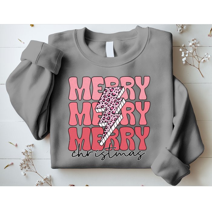 Merry Christmas Groovy Retro Lightning Bolt Sweatshirt