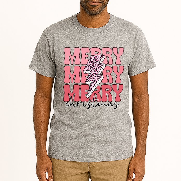 Merry Christmas Groovy Retro Lightning Bolt Tall T-Shirt