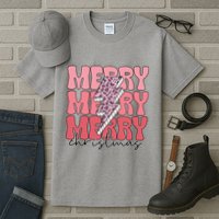 Merry Christmas Groovy Retro Lightning Bolt Tall T-Shirt