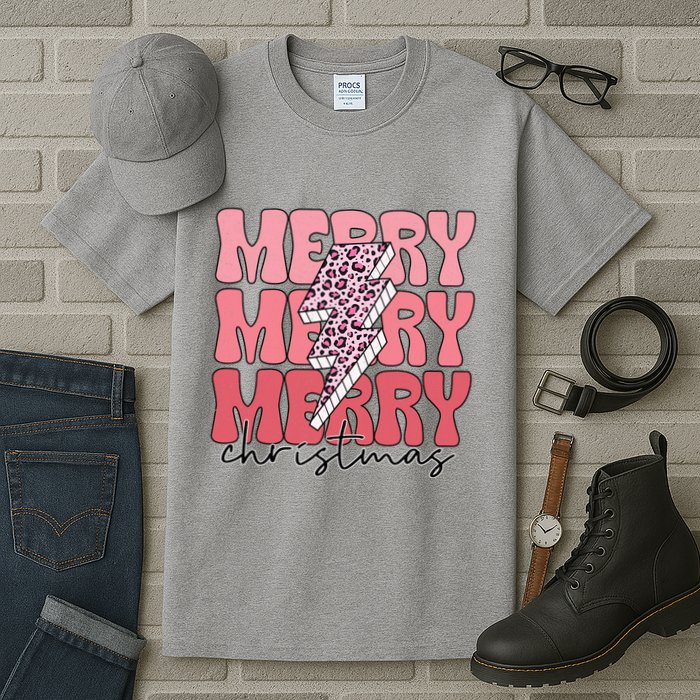 Merry Christmas Groovy Retro Lightning Bolt Tall T-Shirt