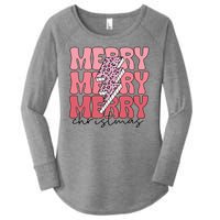 Merry Christmas Groovy Retro Lightning Bolt Women's Perfect Tri Tunic Long Sleeve Shirt