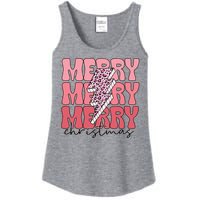 Merry Christmas Groovy Retro Lightning Bolt Ladies Essential Tank