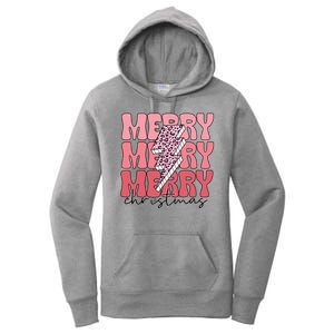 Merry Christmas Groovy Retro Lightning Bolt Women's Pullover Hoodie