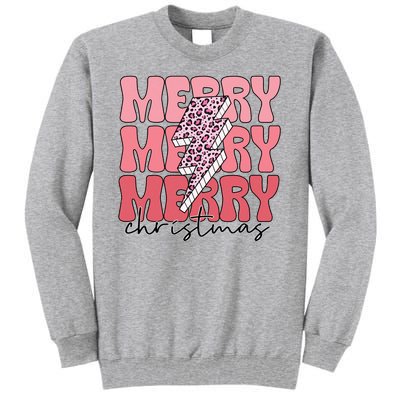 Merry Christmas Groovy Retro Lightning Bolt Tall Sweatshirt