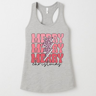 Merry Christmas Groovy Retro Lightning Bolt Womens Tank Top
