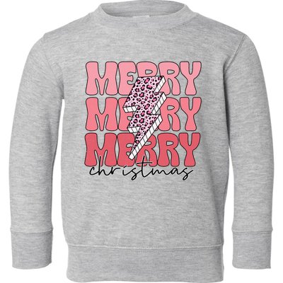 Merry Christmas Groovy Retro Lightning Bolt Toddler Sweatshirt