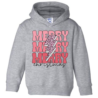 Merry Christmas Groovy Retro Lightning Bolt Toddler Hoodie